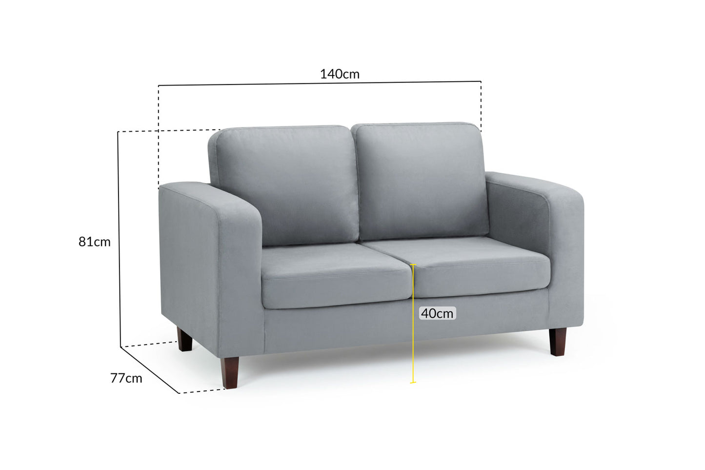 Box Sofa Grey Fabric 2 Seater