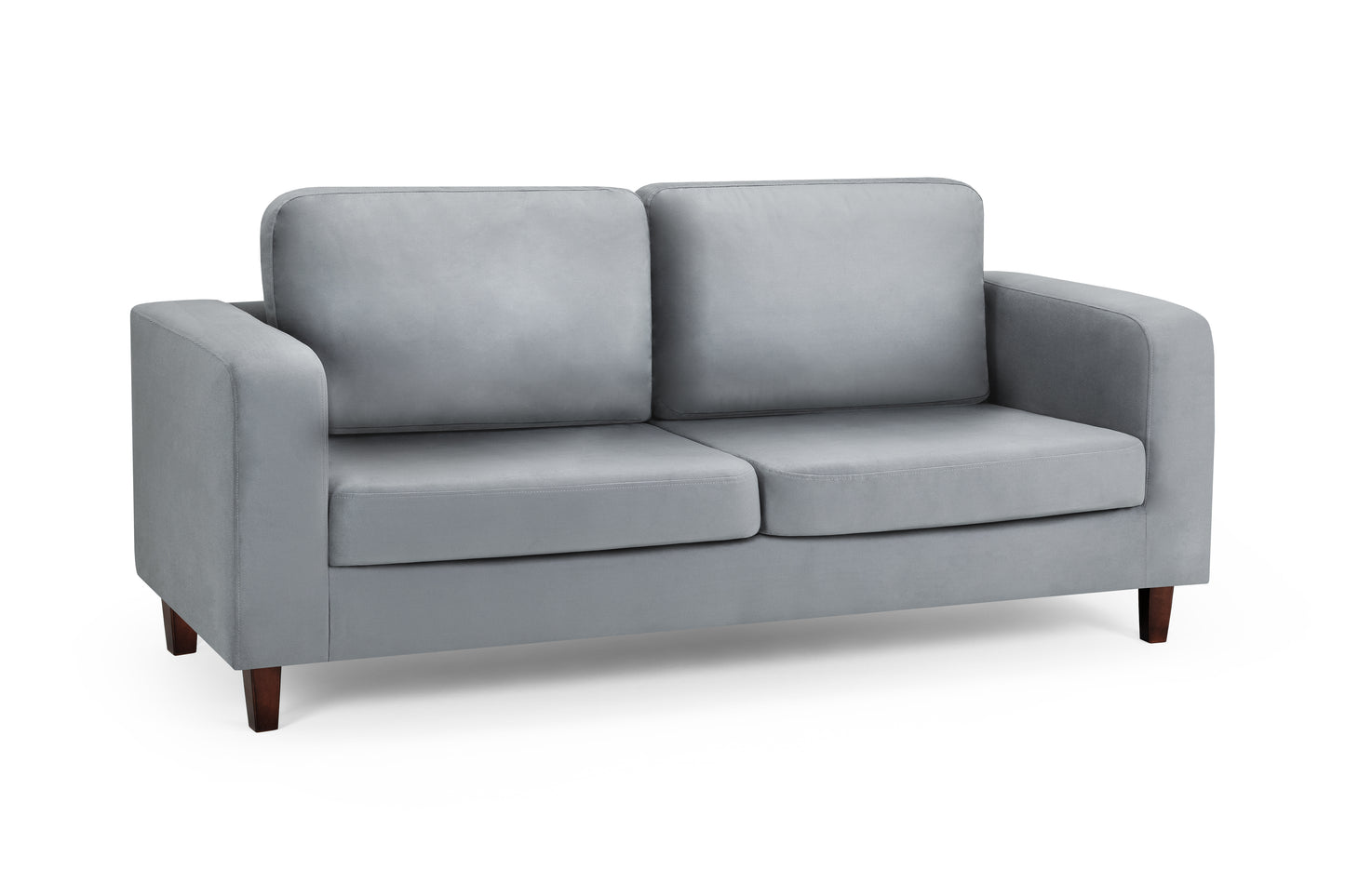 Box Sofa Grey Fabric 3 Seater