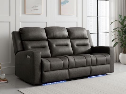 C-Love Tech Electric Recliner Sofa Brown 3 Seater