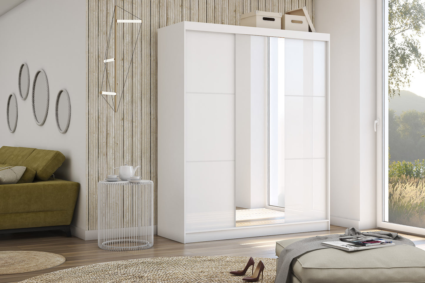 Caden Sliding Wardrobe White 180cm