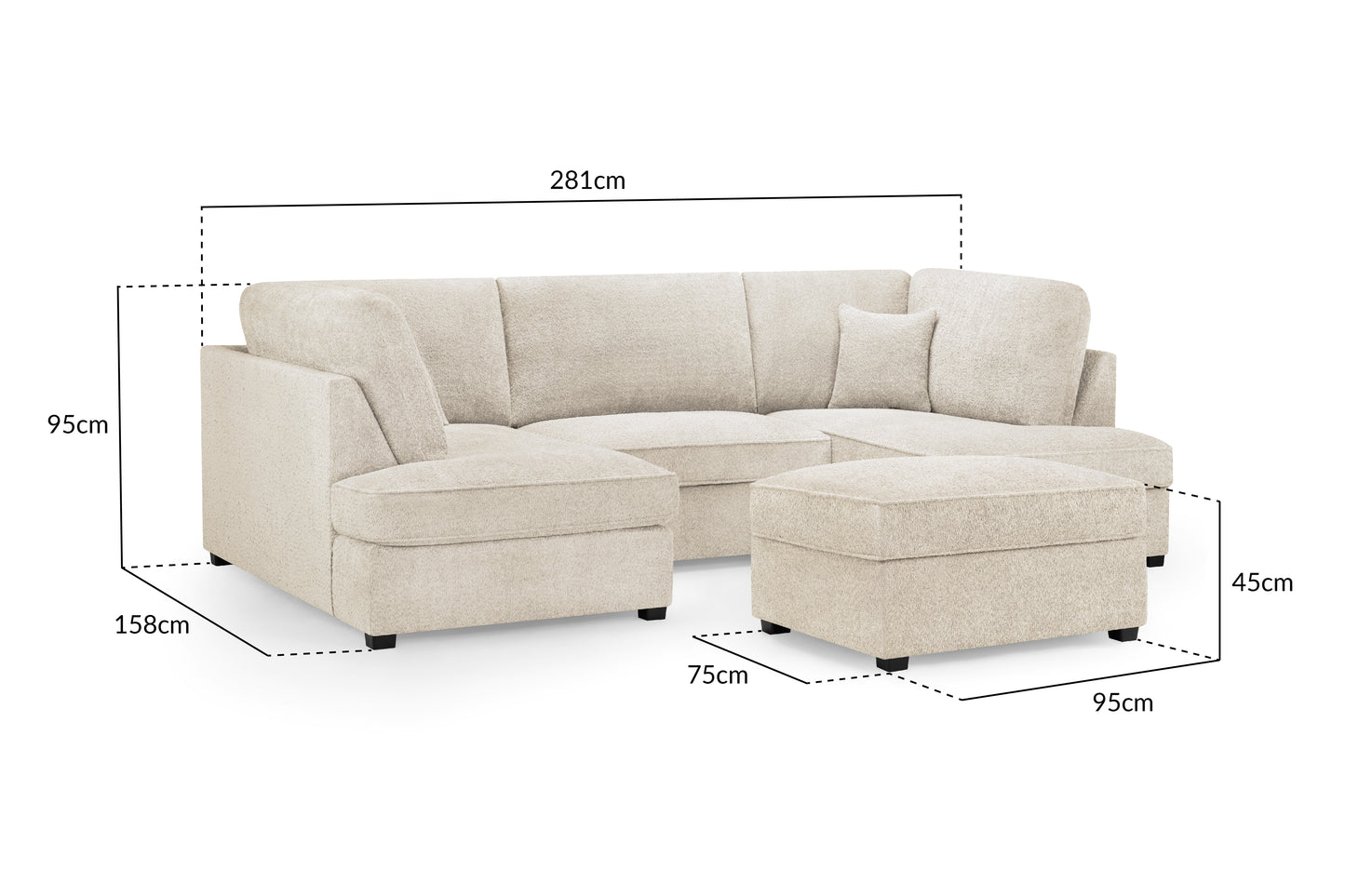 Carnaby Sofa Boucle Beige U Shape Corner