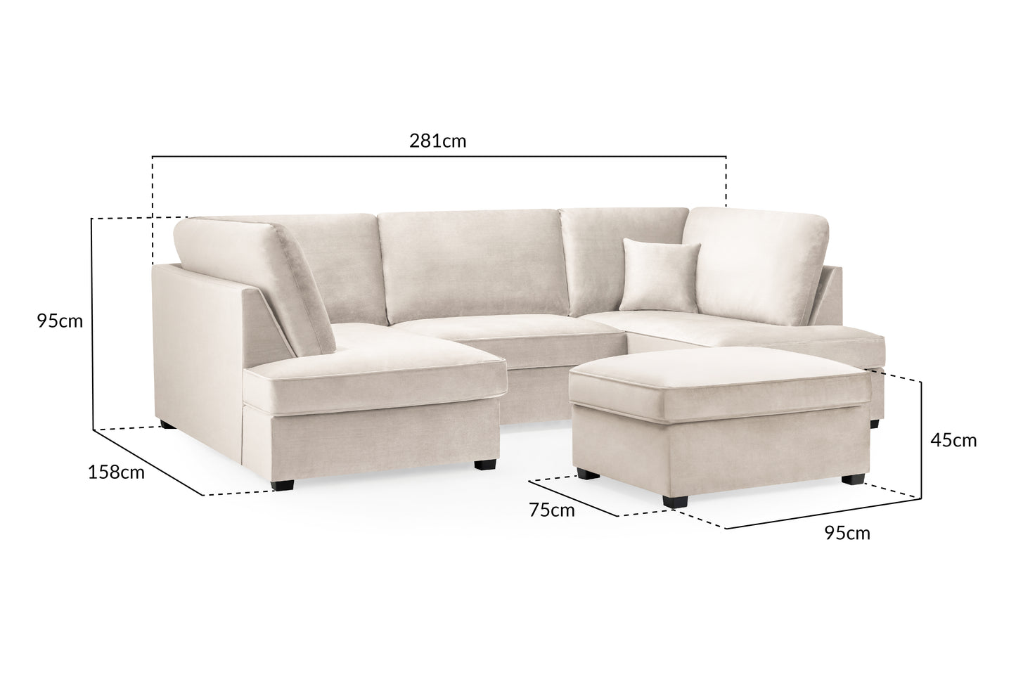 Carnaby Sofa Plush Beige U Shape Corner