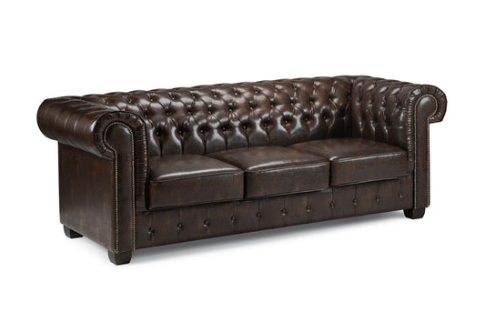 Chesterfield Sofa Antique Brown 3 Seater