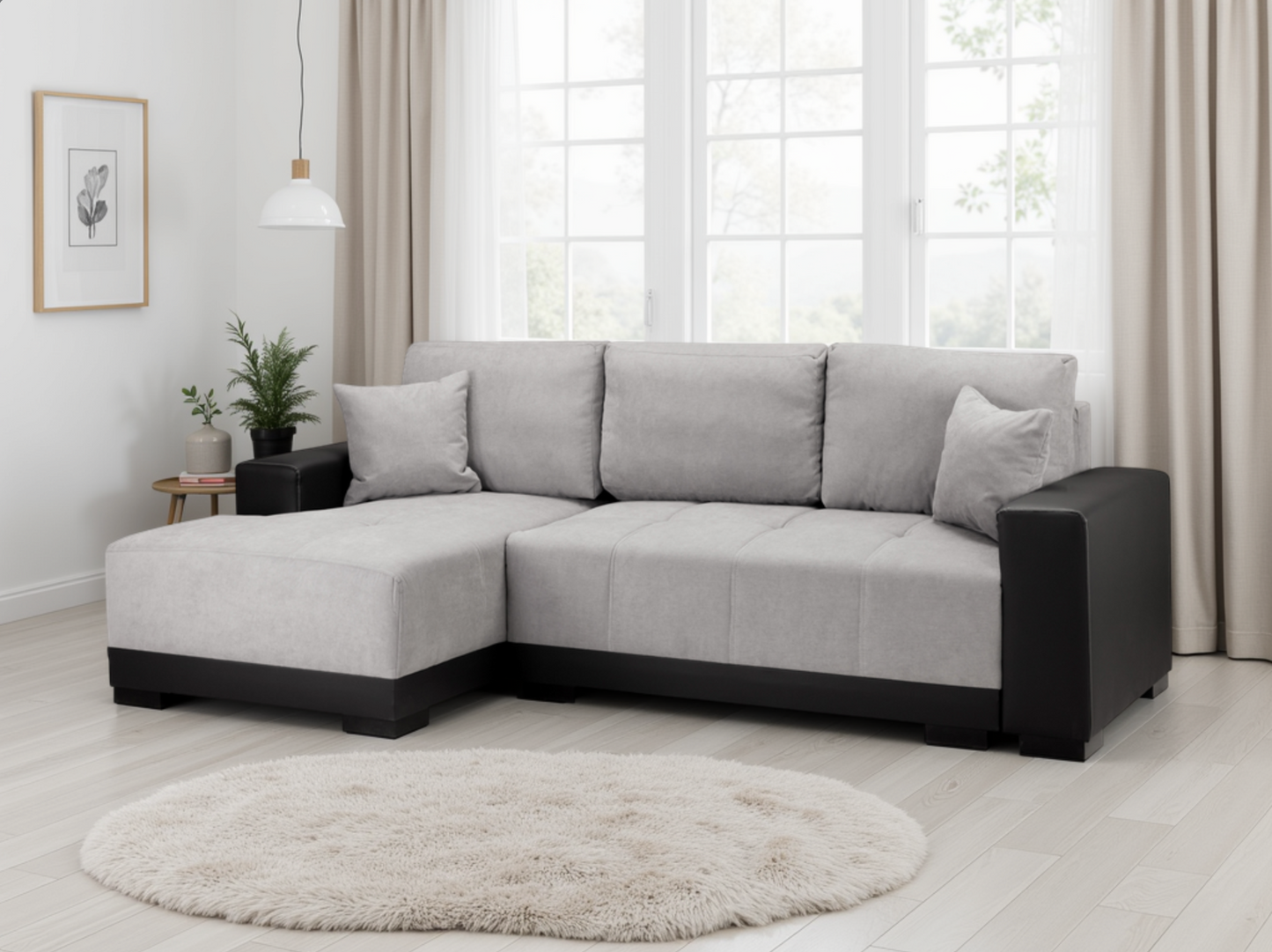 Cimiano Sofabed Black/Grey Left Hand Facing Corner
