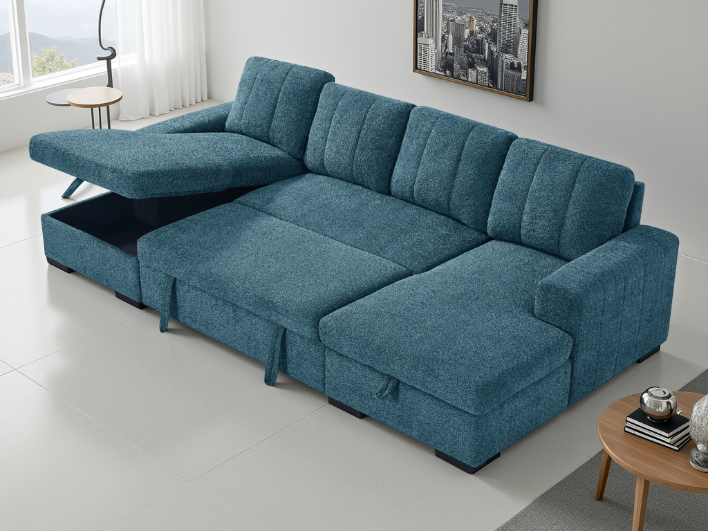 Como Sofabed Blue U Shape Corner