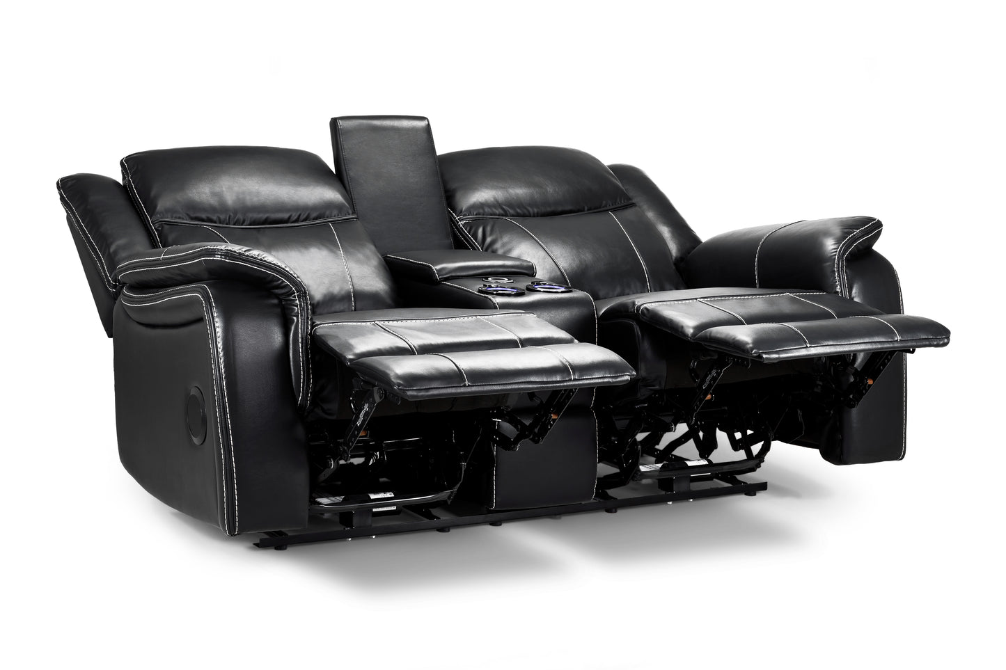 Galaxy Tech Recliner 2 Seater Black Leather