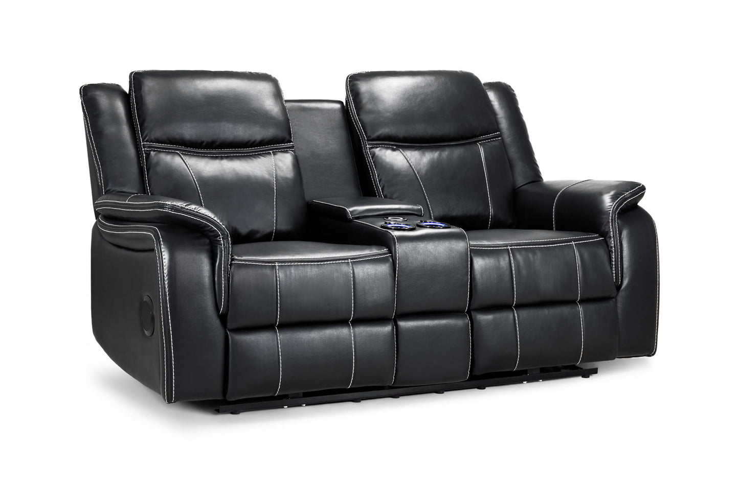 Galaxy Tech Recliner 2 Seater Black Leather