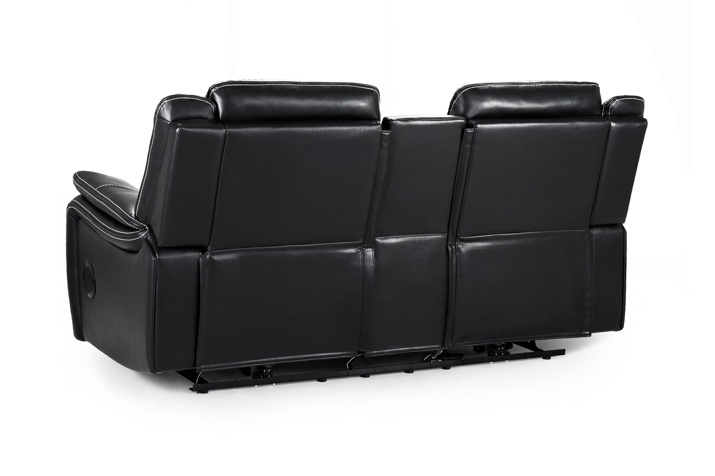 Galaxy Tech Recliner 2 Seater Black Leather