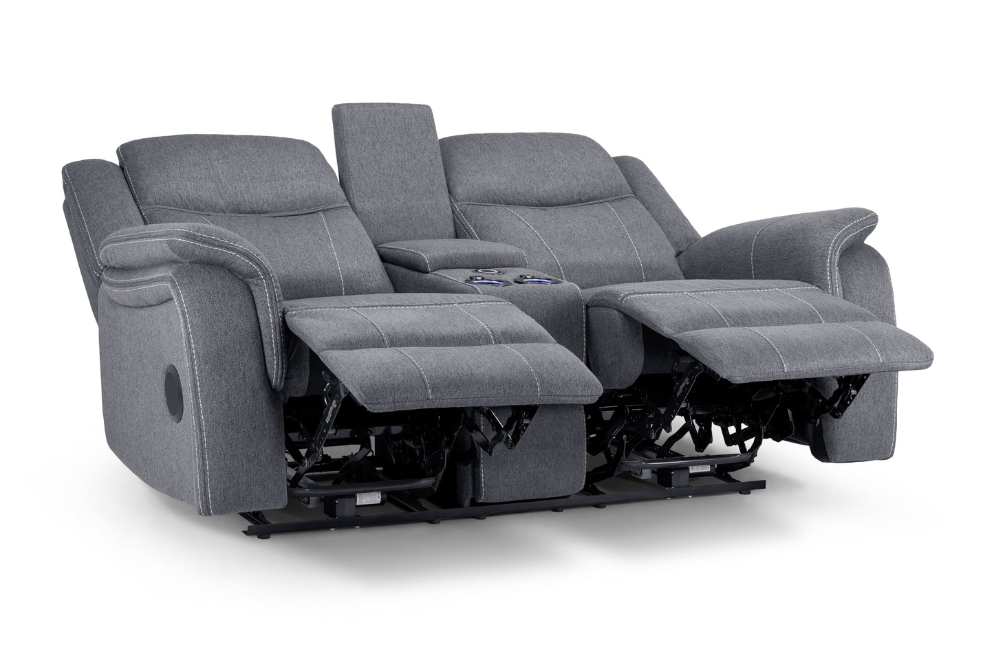 Galaxy Tech Recliner 2 Seater Grey Fabric