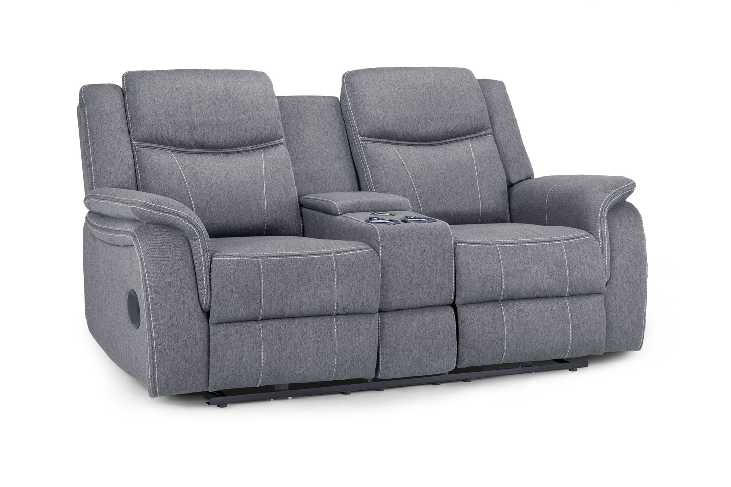 Galaxy Tech Recliner 2 Seater Grey Fabric