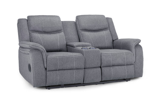 Galaxy Tech Recliner 2 Seater Grey Fabric