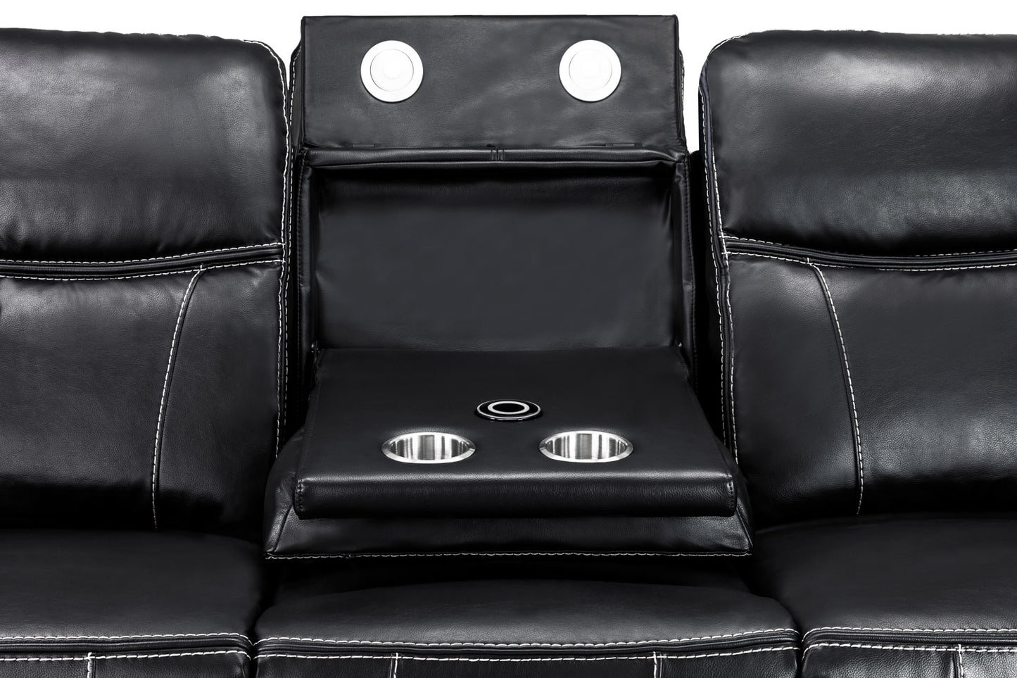 Galaxy Tech Recliner 3 Seater Black Leather