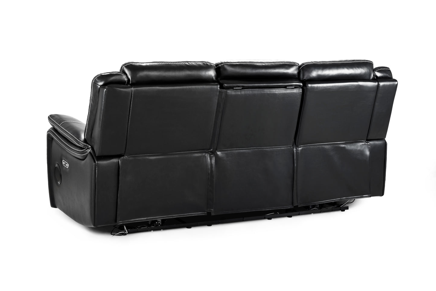 Galaxy Tech Recliner 3 Seater Black Leather