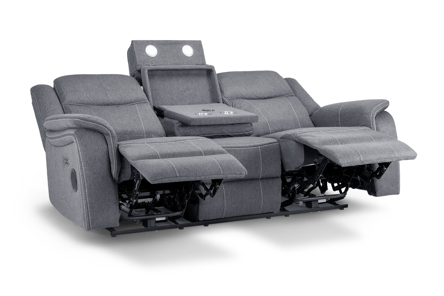 Galaxy Tech Recliner 3 Seater Grey Fabric