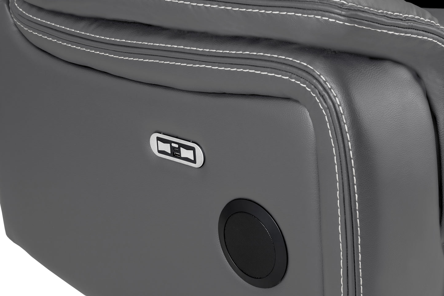 Galaxy Tech Recliner 3 Seater Grey Leather