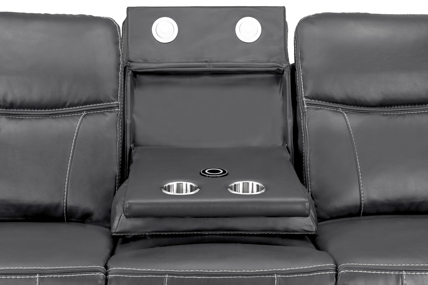 Galaxy Tech Recliner 3 Seater Grey Leather