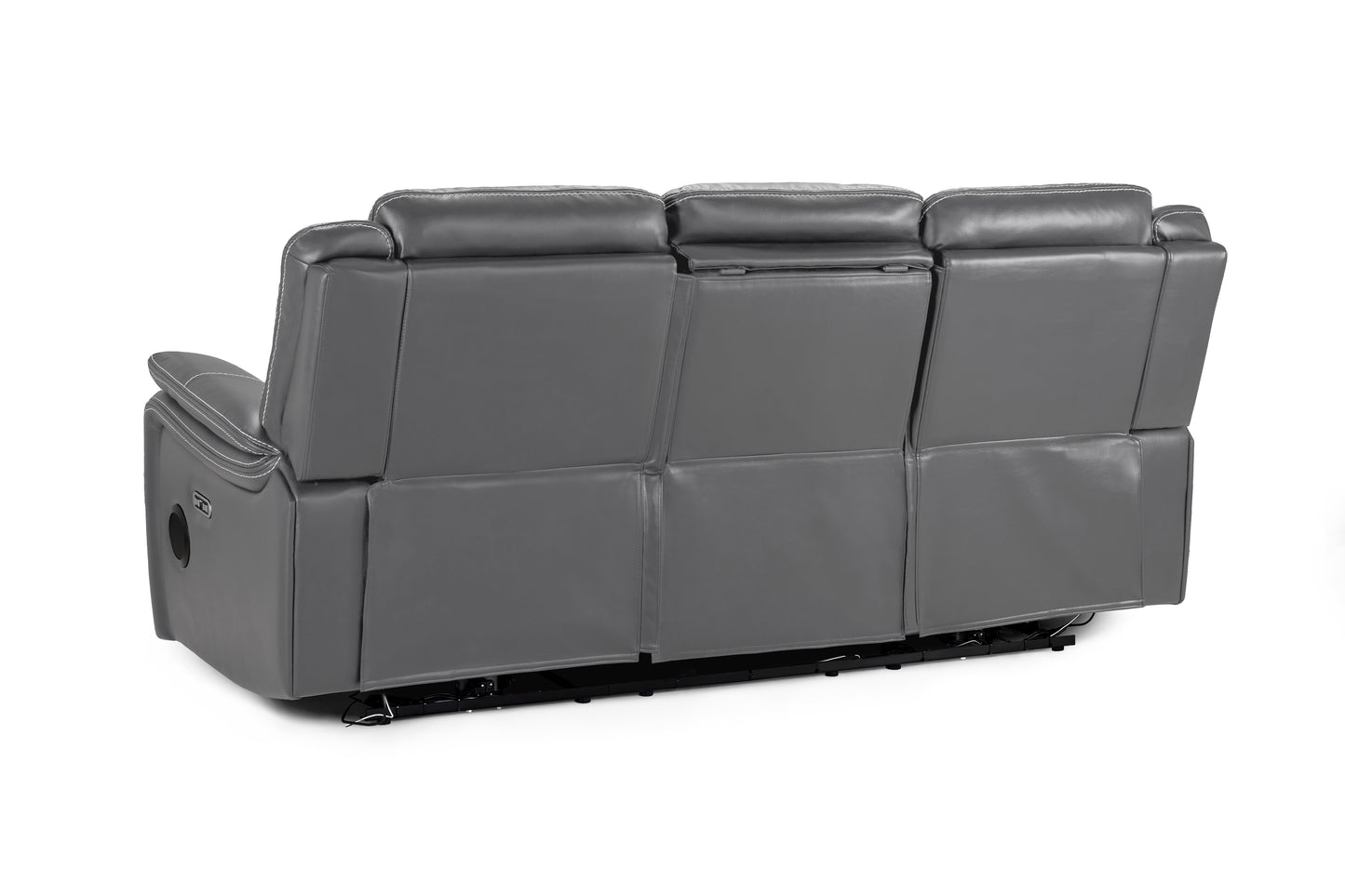Galaxy Tech Recliner 3 Seater Grey Leather