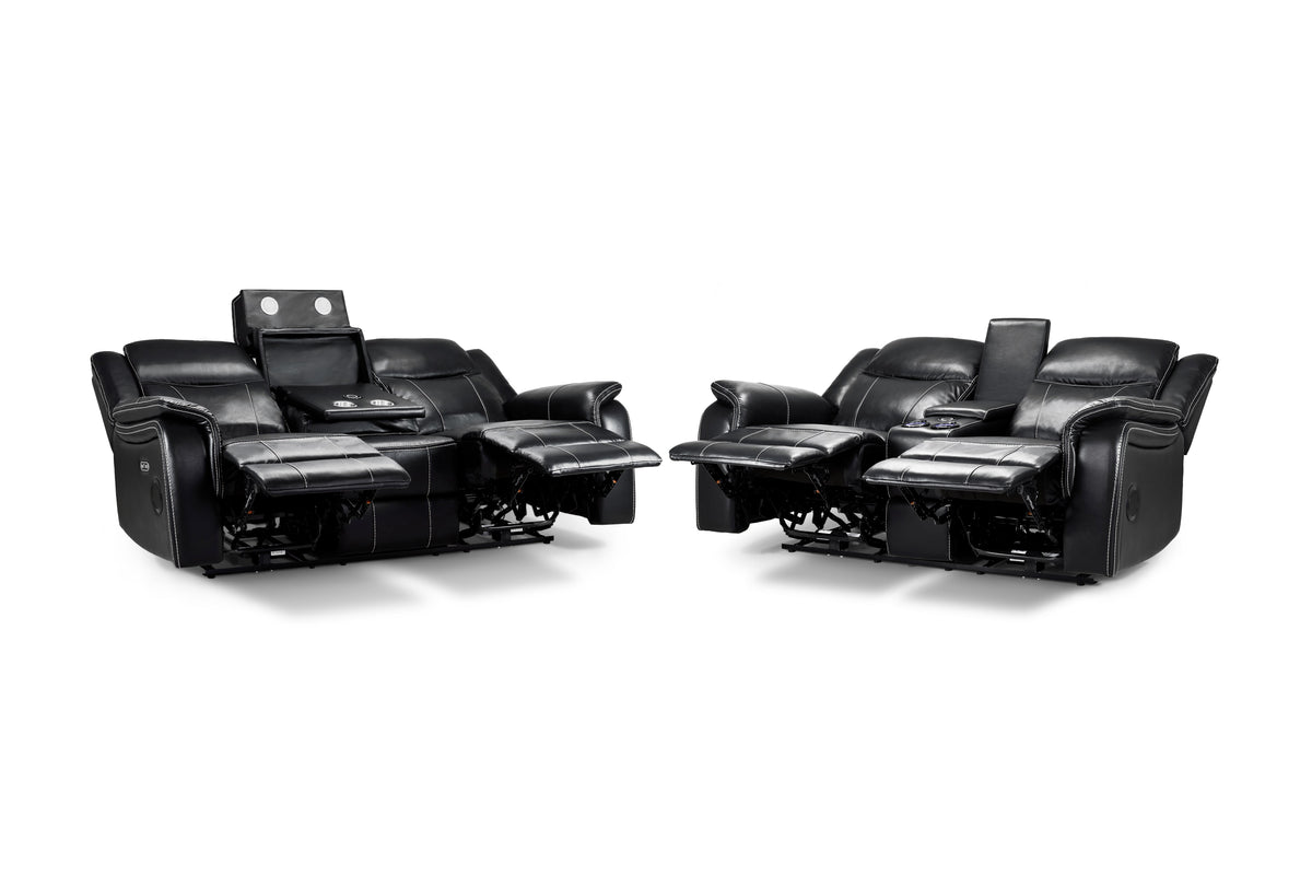 Galaxy Tech Electric Recliner Sofa Black 3+2 Set