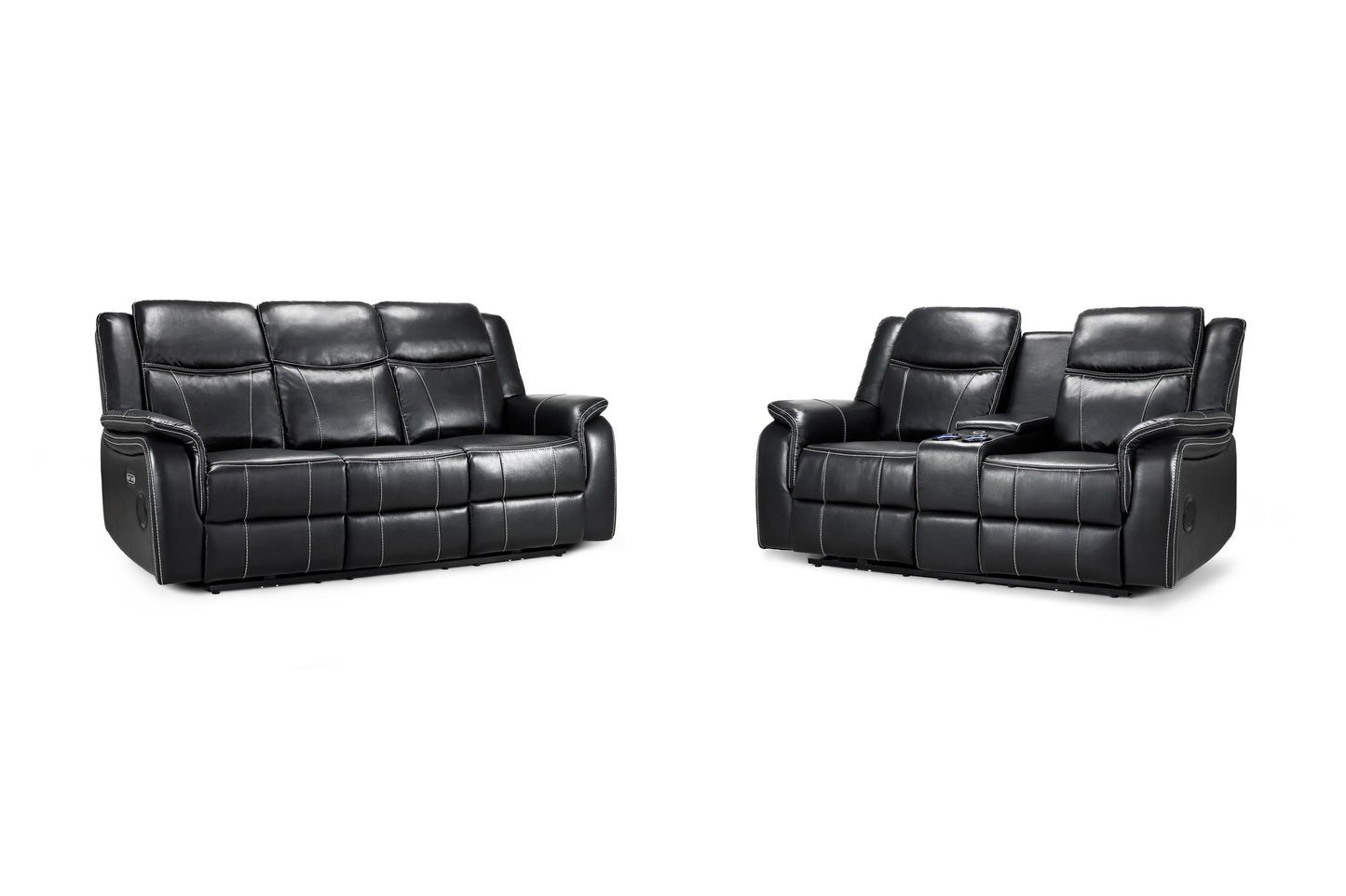 Galaxy Tech Electric Recliner Sofa Black 3+2 Set