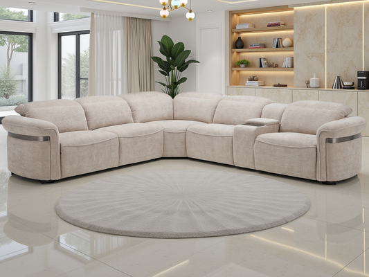 Bicester Electric Recliner Sofa Beige Large Corner