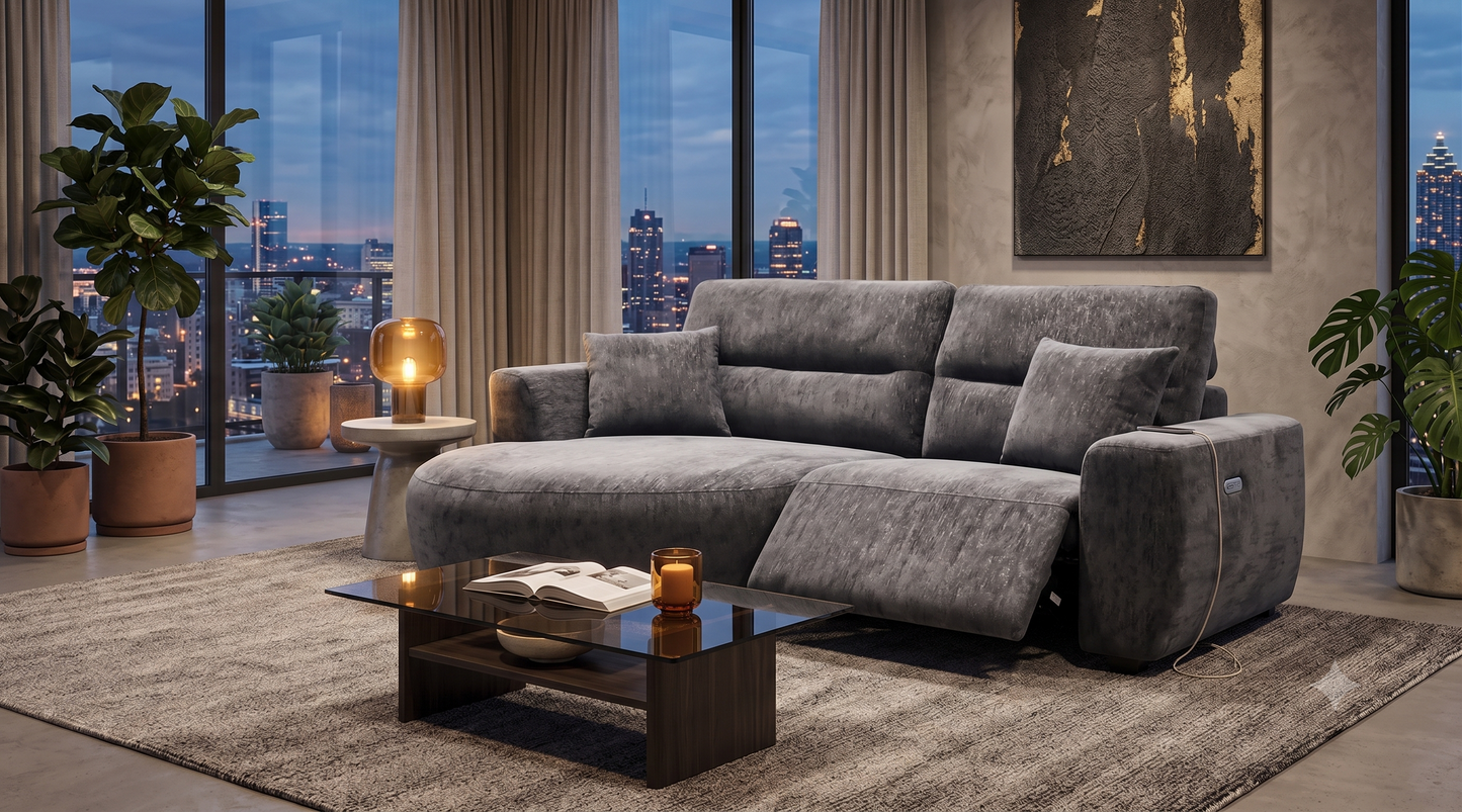Denver Sofa Black Electric Recliner Left Hand