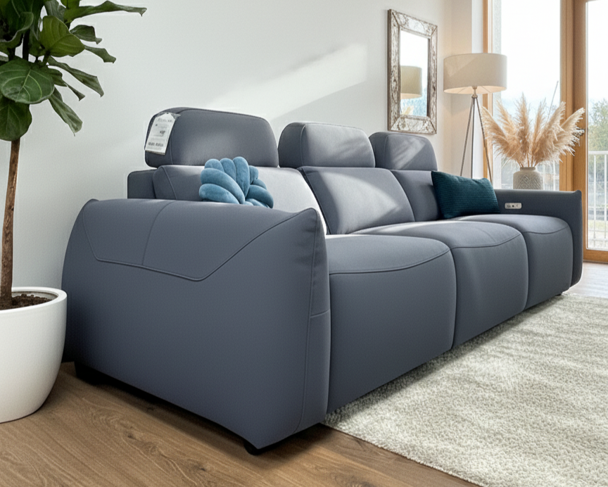 Primrose Electric Recliner Sofa Grey 3 Seater