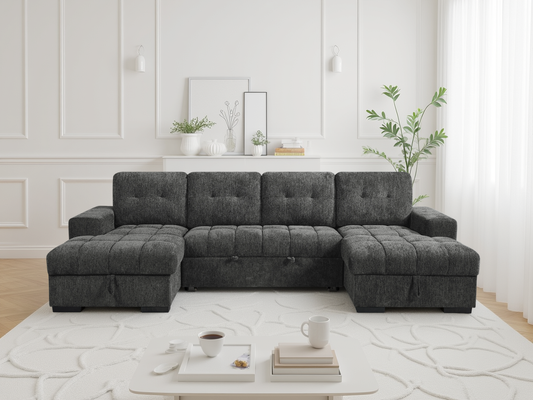 Palermo Sofabed Grey U Shape Corner