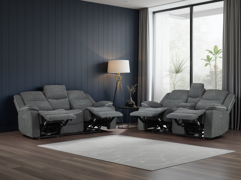 Harald Electric Recliner Sofa Graphite 3+2 Seater