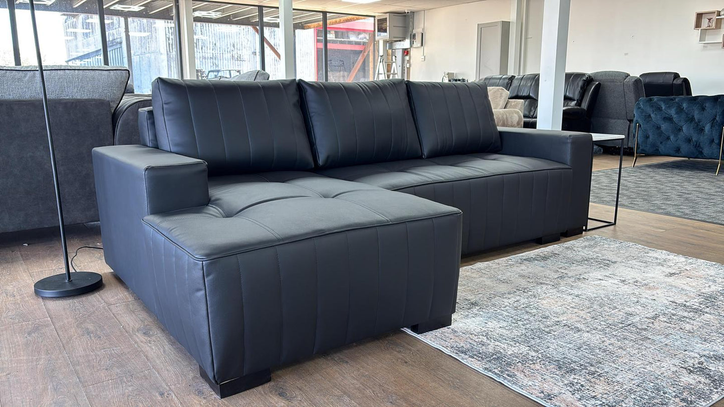 Hugo Sofabed Black Faux Leather Left Hand Facing Corner