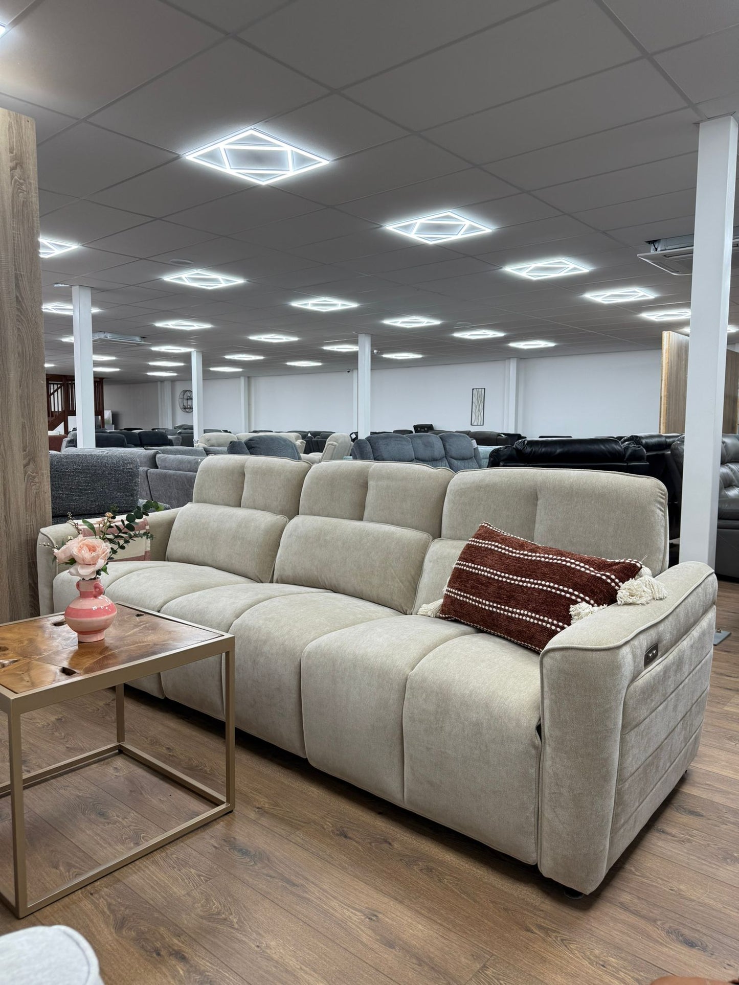 Soho Electric Recliner Sofa Beige 3 Seater