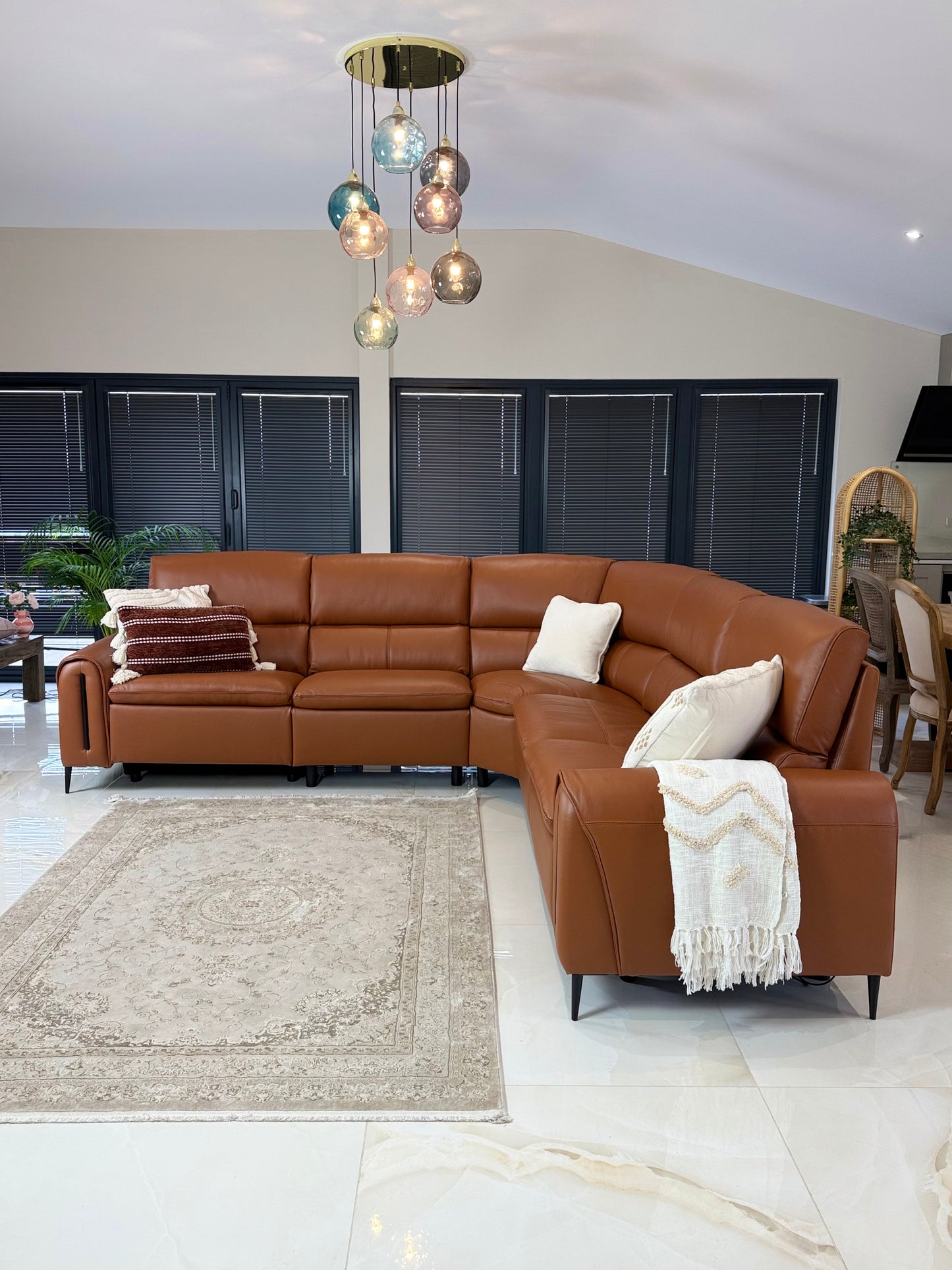 Arizona Electric Recliner Sofa Tan Large Corner