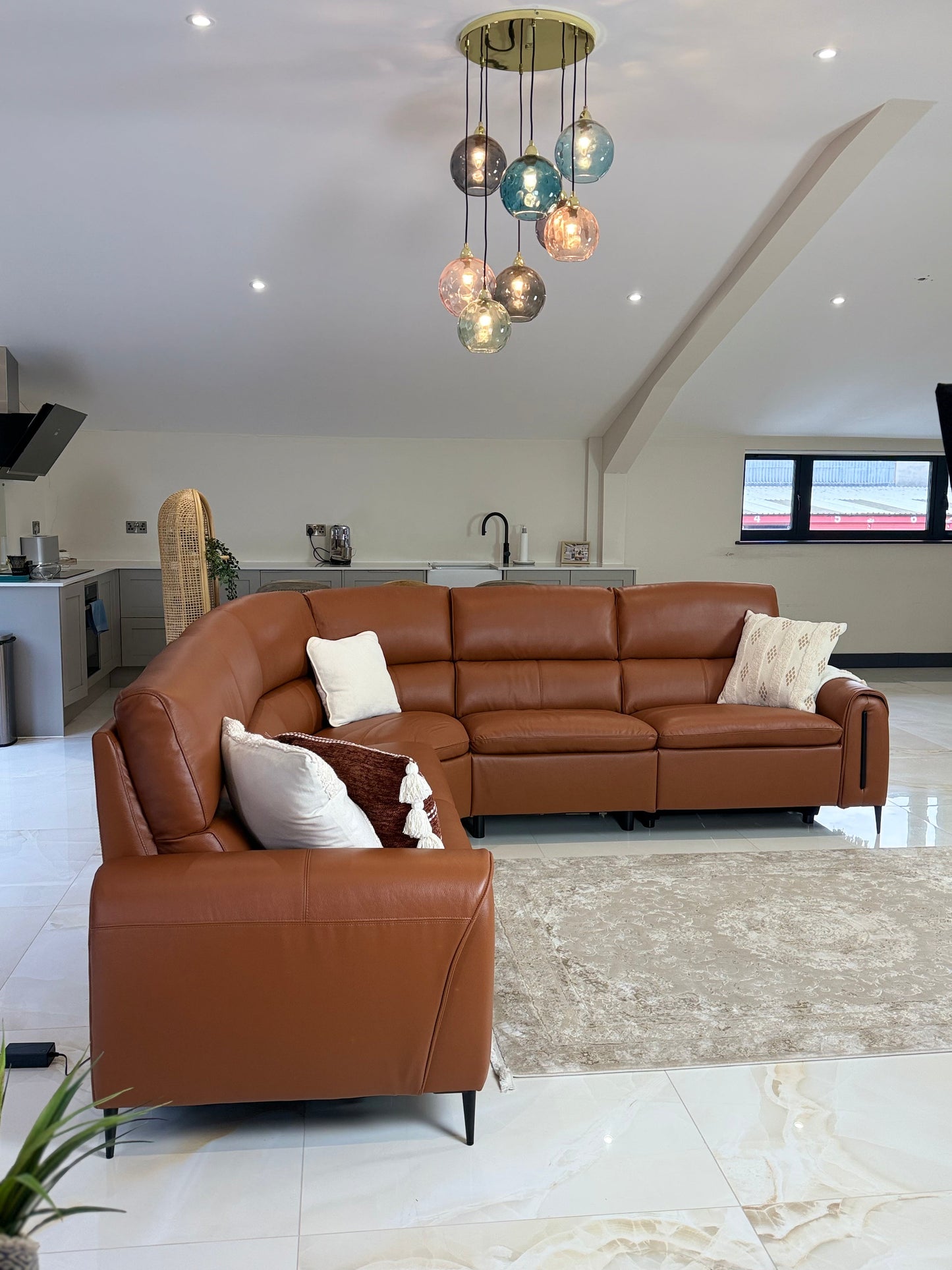 Arizona Electric Recliner Sofa Tan Large Corner