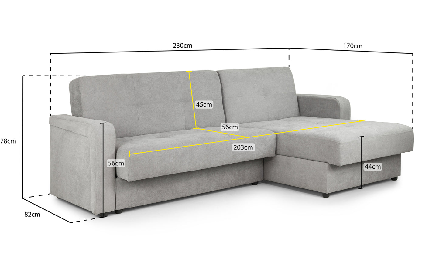 Kair Sofabed Plush Grey Universal Corner