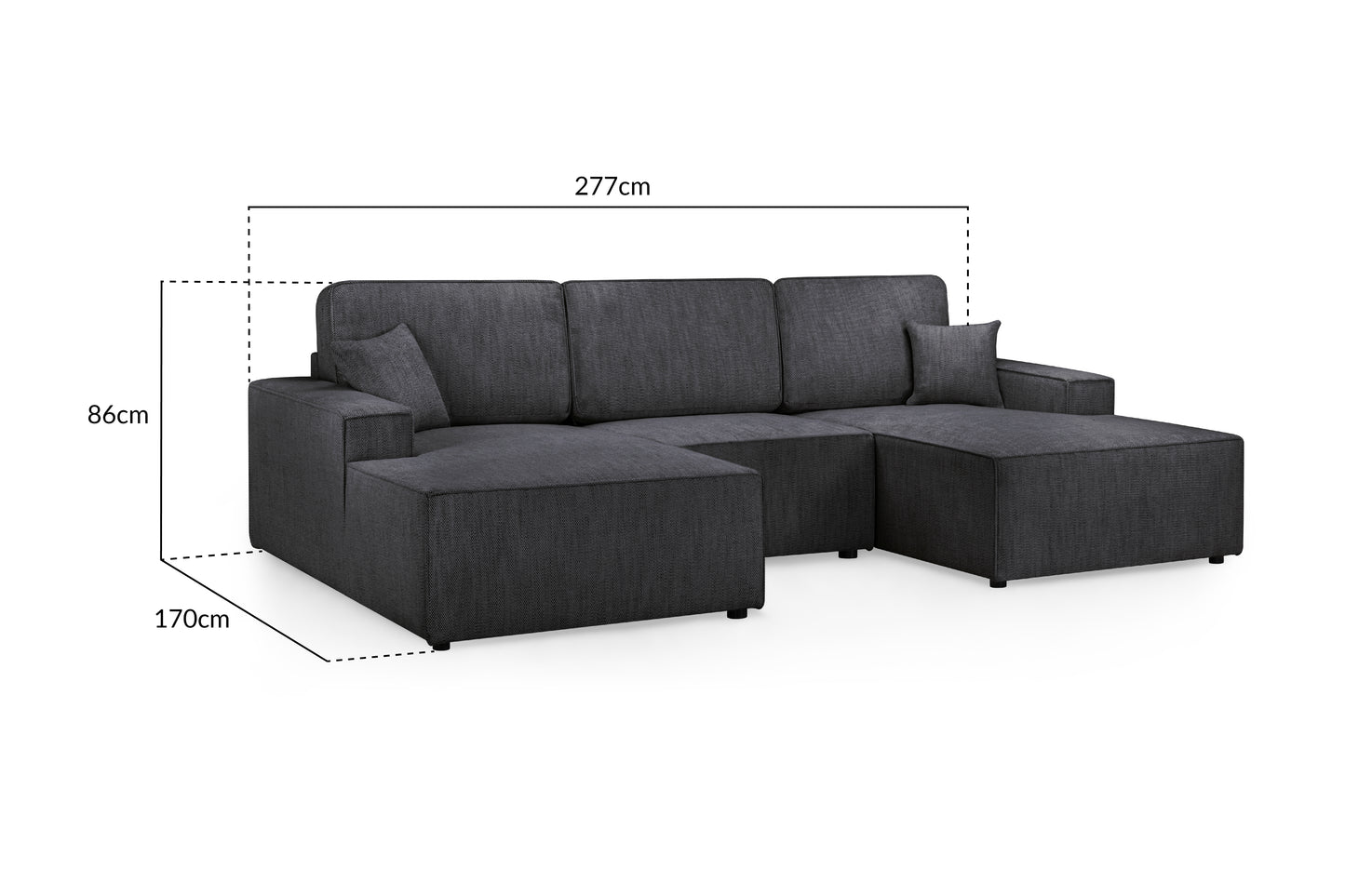 Leo Sofa Black U Shape Corner