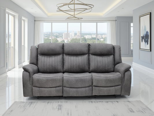 Leon Electric Recliner Sofa Grey 3 Seater