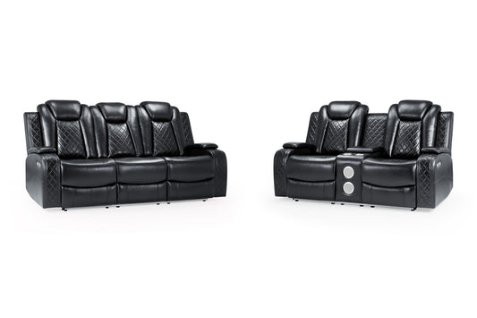 London Recliner Sofa Black 3+2 Set