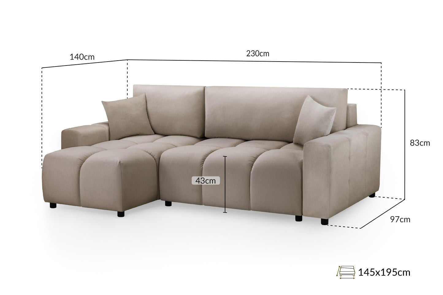 Luki Sofabed Mocha Universal Corner