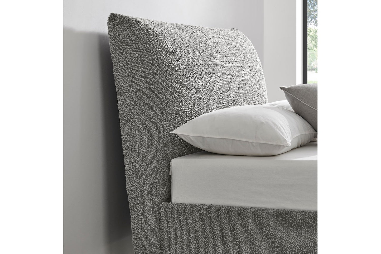 Luna Pillow Bed Frame Double Boucle Grey