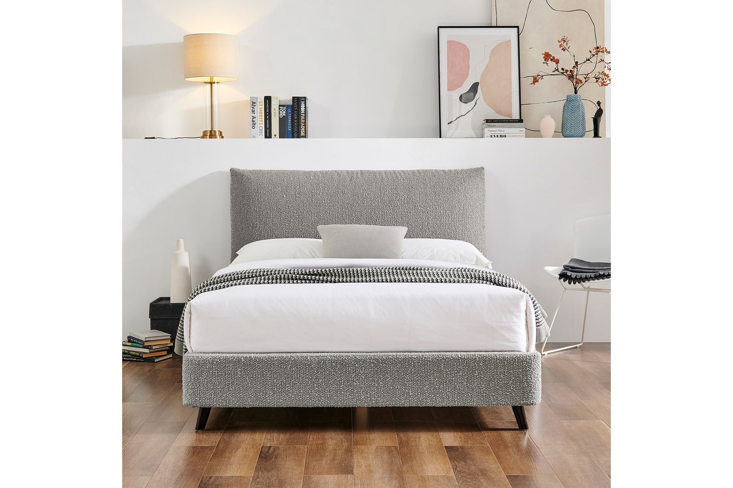 Luna Pillow Bed Frame Double Boucle Grey