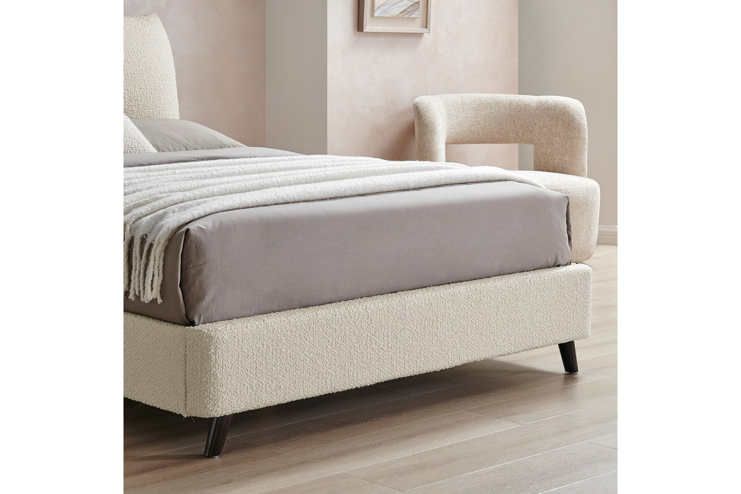 Luna Pillow Bed Frame Double Boucle Ivory