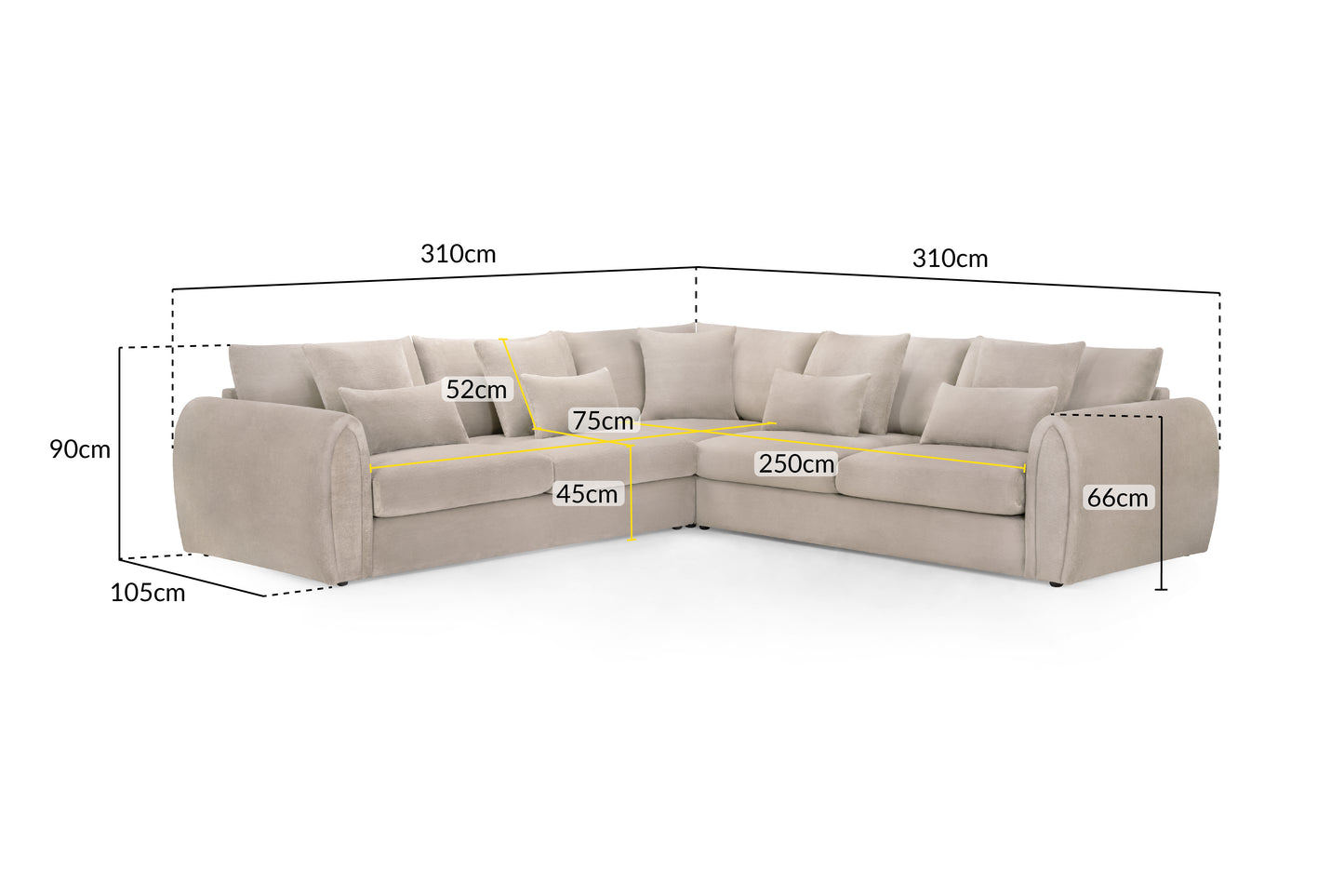 Mirabel Sofa Mocha Large Corner