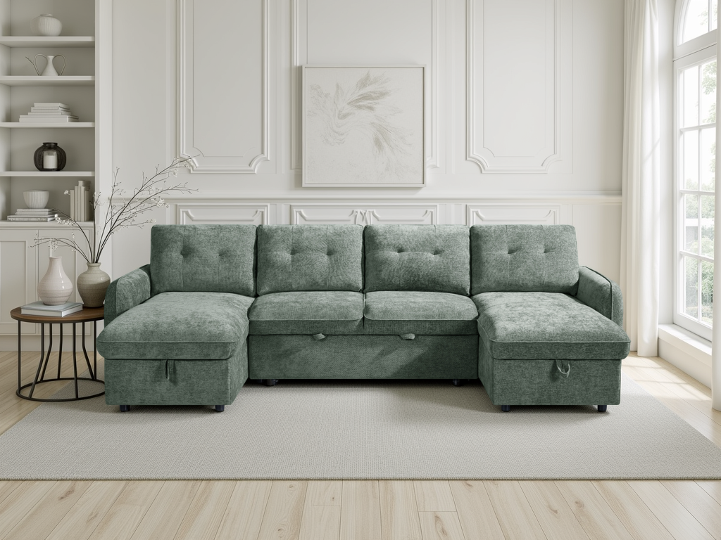 Moscow Sofabed Green U Shape Corner