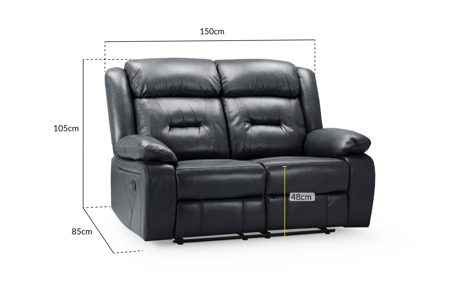Novie Recliner Sofa Black 2 Seater