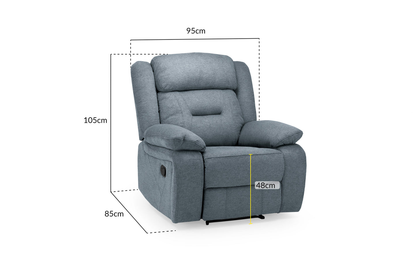 Novie Recliner Sofa Grey Fabric Armchair