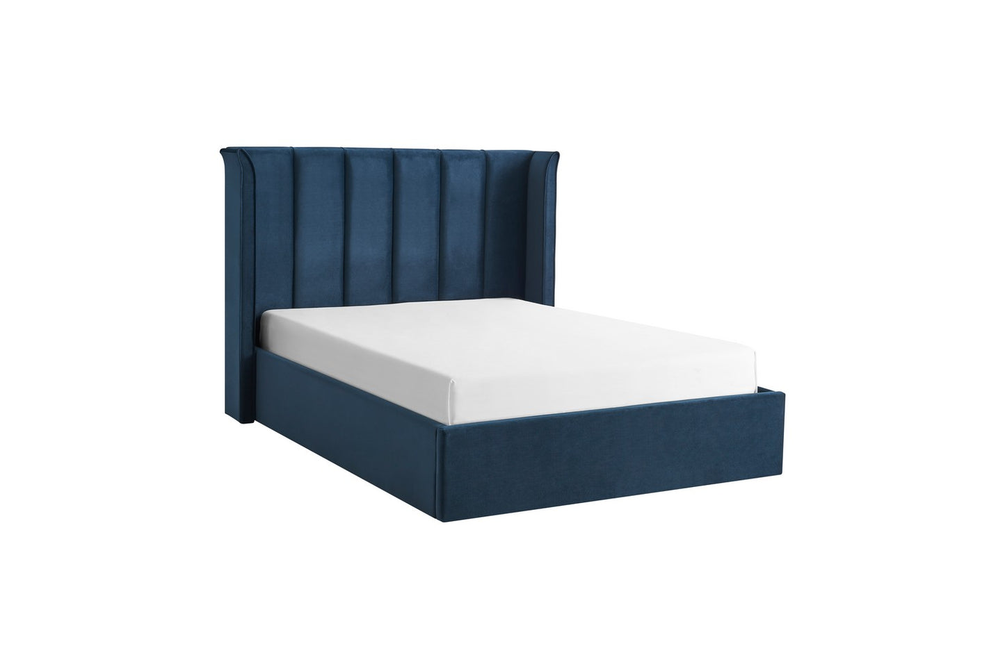 Polaris Bed Frame Double Navy Blue Ottoman Storage