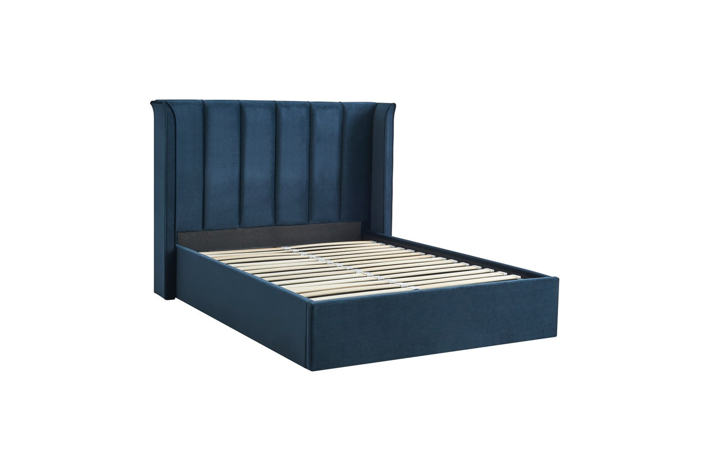 Polaris Bed Frame Double Navy Blue Ottoman Storage