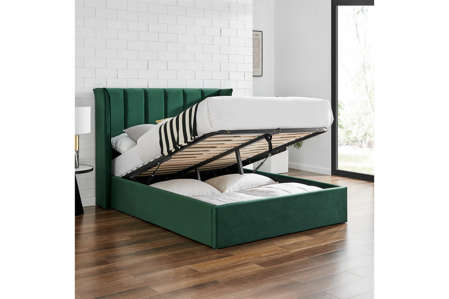 Polaris Bed Frame Double Emerald Ottoman Storage