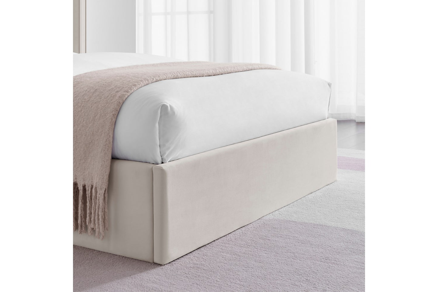 Polaris Bed Frame Double Natural Ottoman Storage