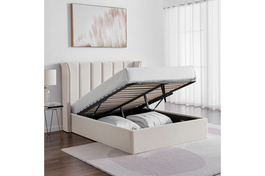 Polaris Bed Frame Double Natural Ottoman Storage