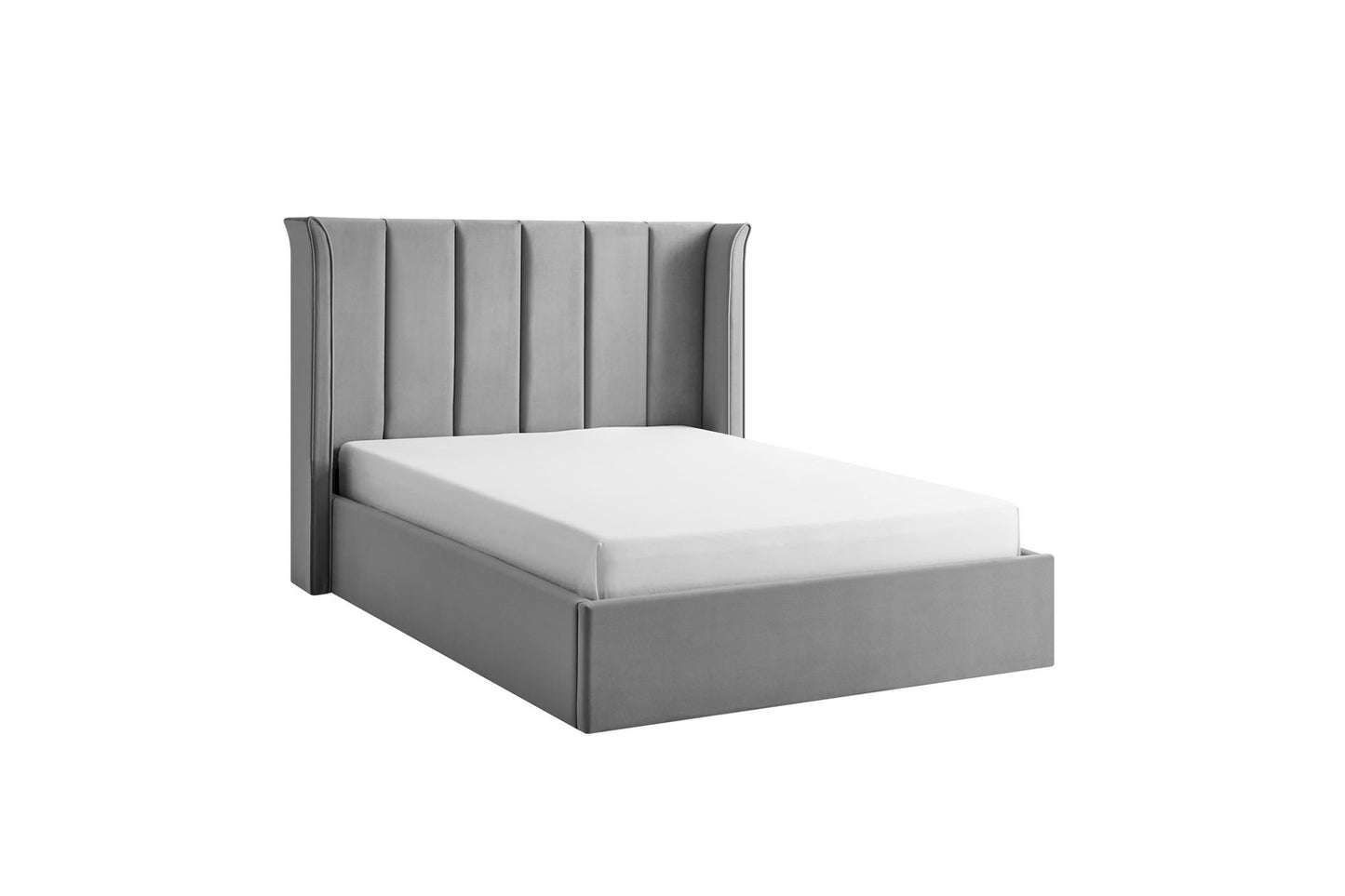 Polaris Bed Frame Double Silver Ottoman Storage